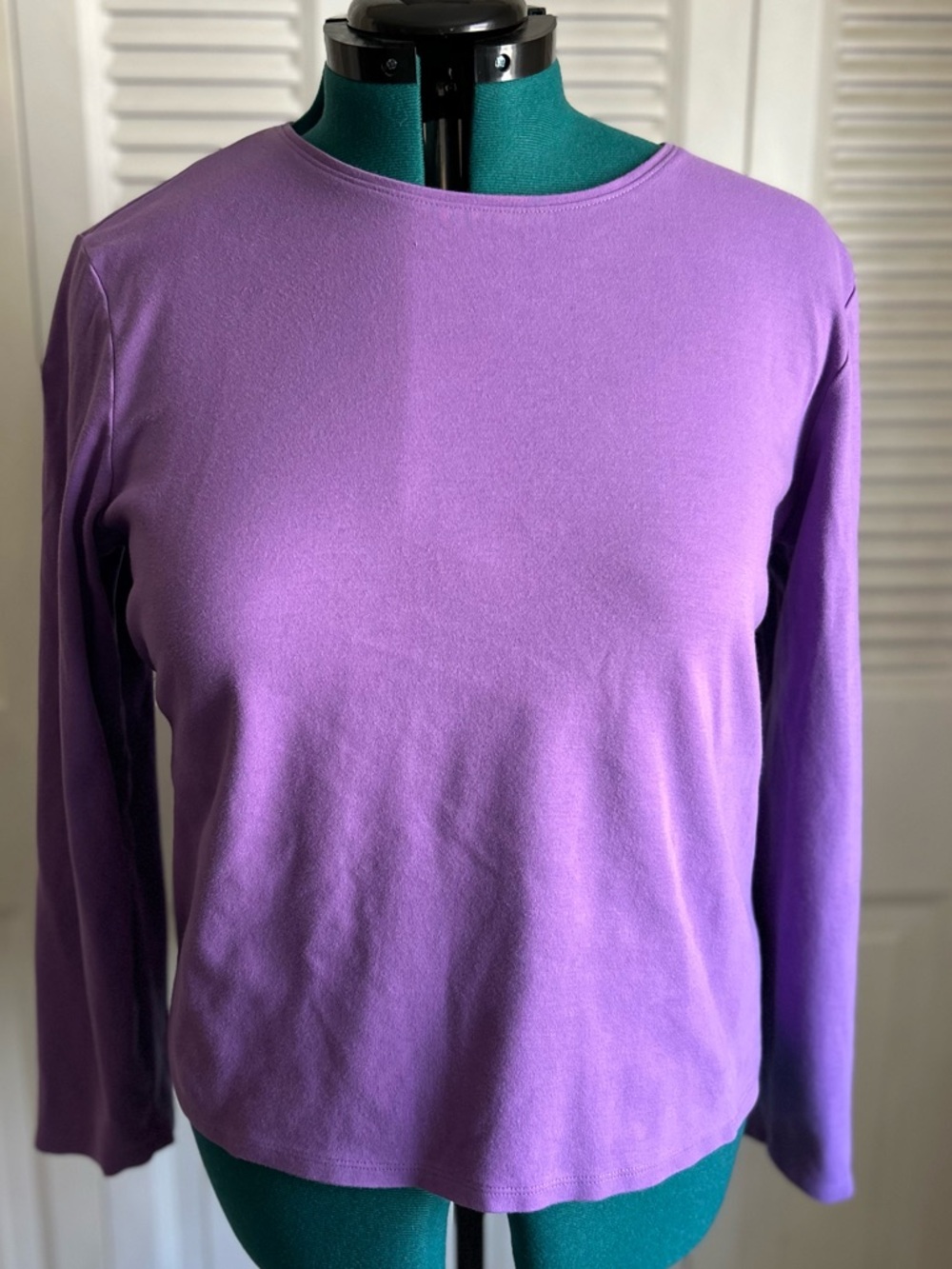 Eileen Fisher Purple Long Sleeve Top XL Minimalist Stretch Knit Tee